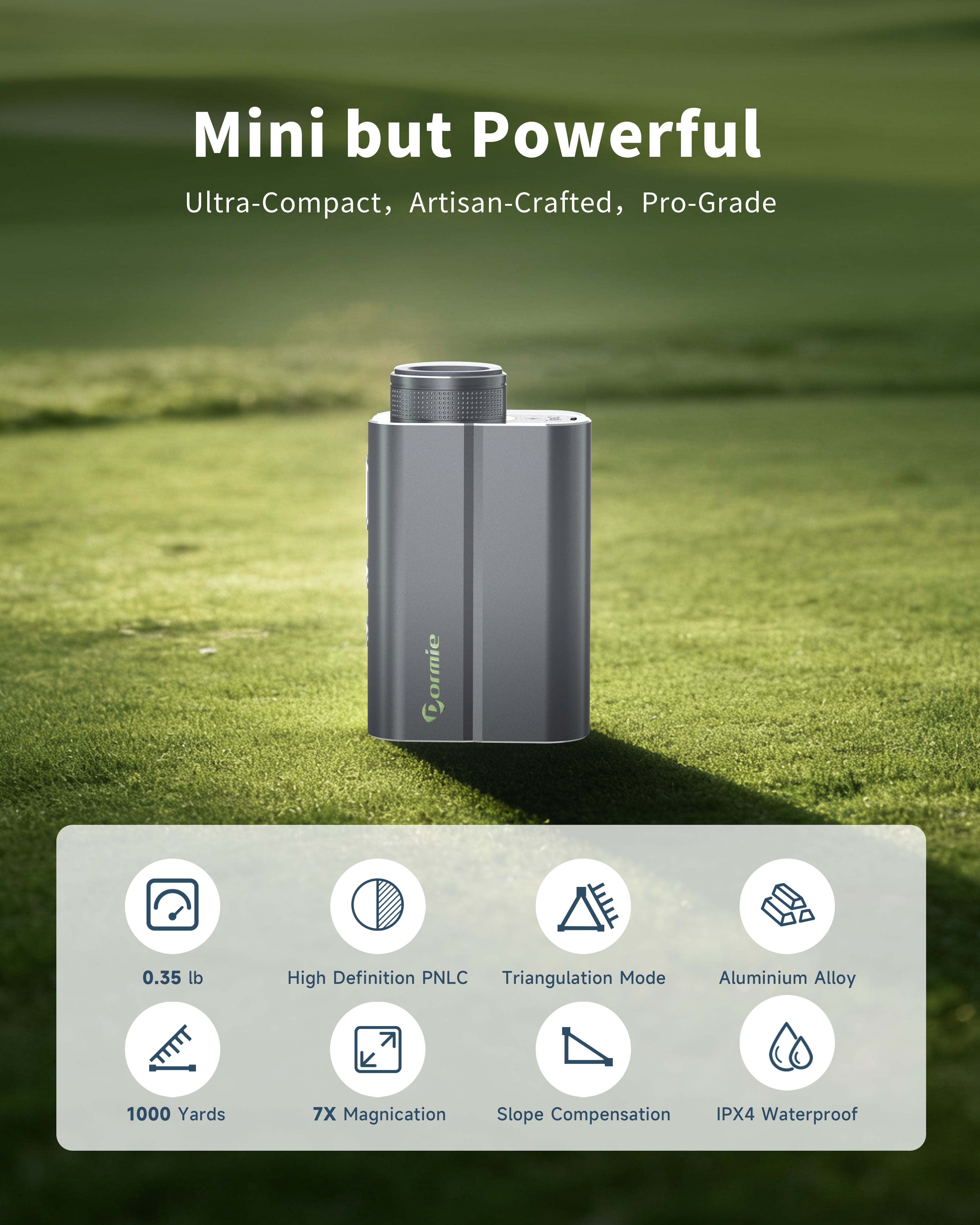 Dormie T200 Golf Rangefinder 1000Yards Grey７X Magnification Rangefinder