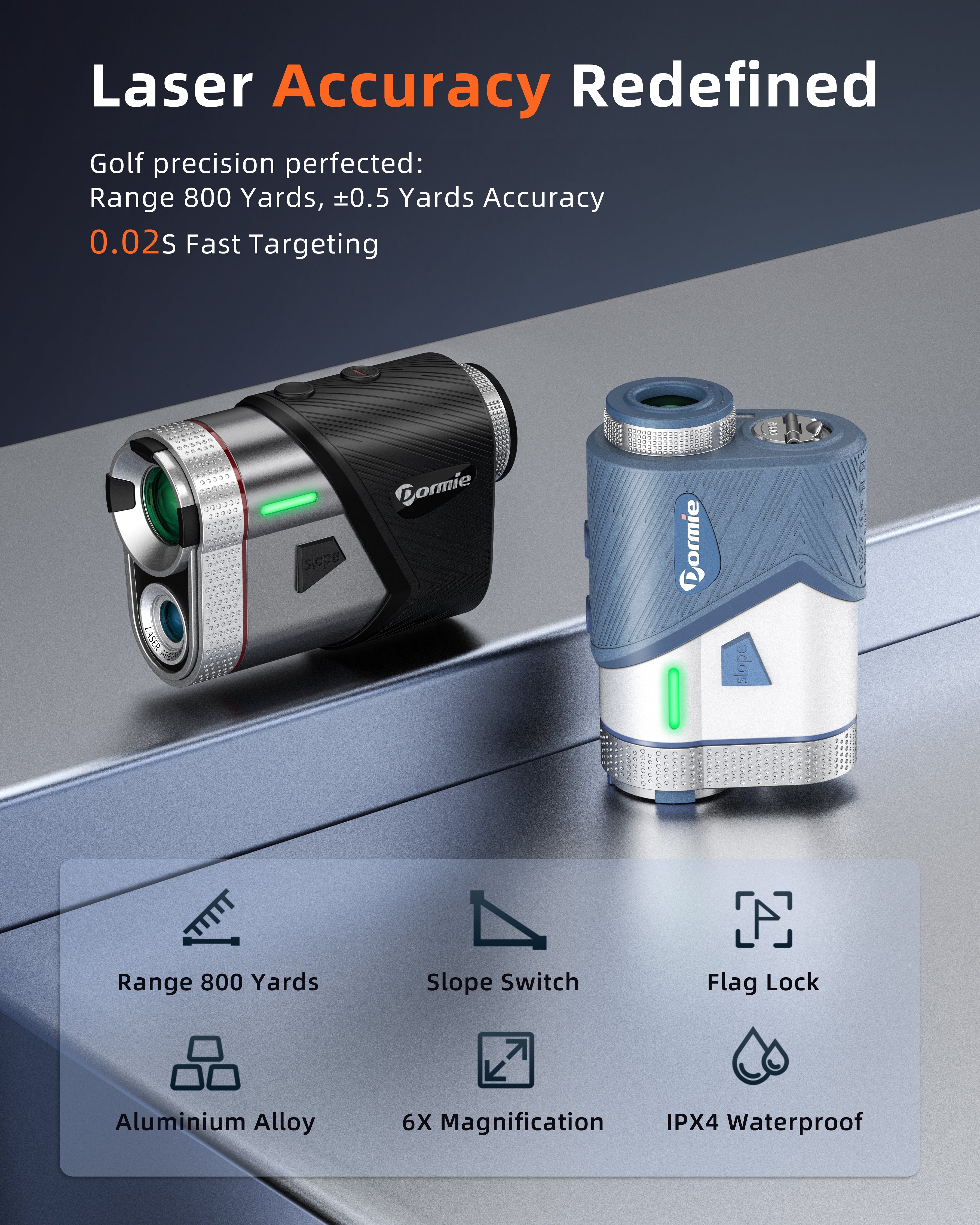 DORMIE T100 Golf Rangefinder 800 Yards 6X Magnification Rangefinder