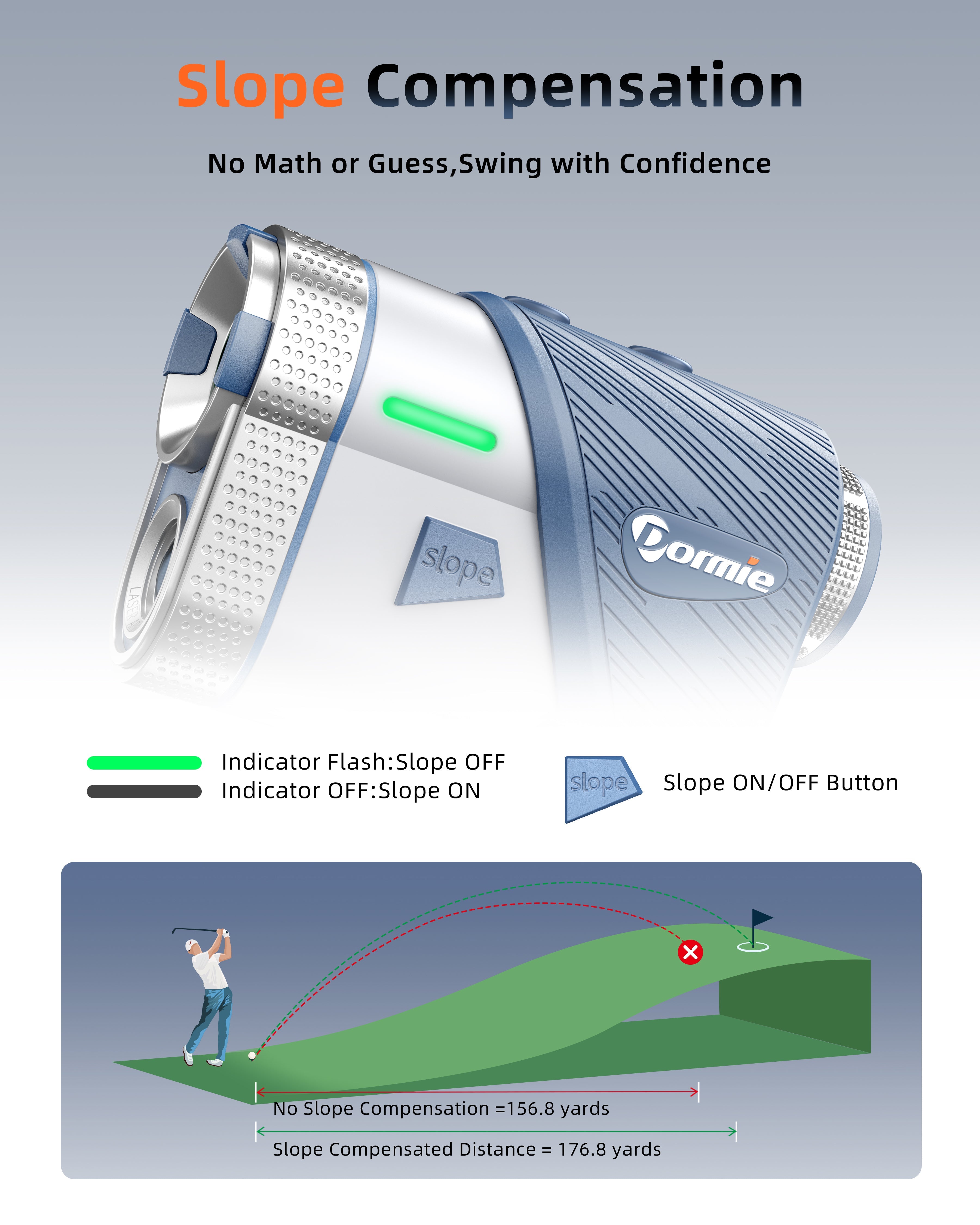DORMIE T100 PRO Golf Rangefinder 800 Yards PNLC Auto Ambient Display
